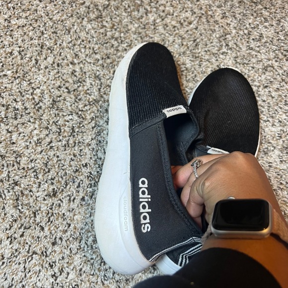 Adidas Cloudfoam Slip On Sneakers Casual Comfort Shoes Black Size 8 - Picture 5 of 7